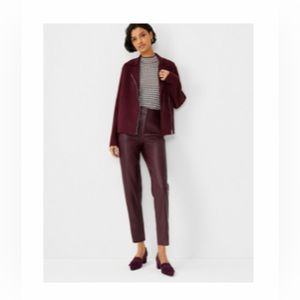 NWT Ann Taylor Faux Leather Slim Pants in Mauve Rose.